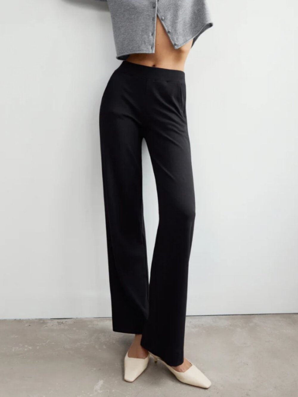 AYR L High Hopes Pima Cotton Black Pull On Pants Comfort Minimalist Capsule